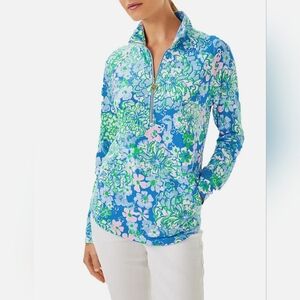 Lilly Pulitzer NWT UPF 50 Skipper Popover Sunwashed Blue in Plumes In Bloom ✨️HP